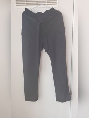 Fashion Nova Black Tie Front Office Joggers Straight Leg Chic Size M
